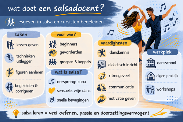 Alles over het beroep salsadocent Wat doet een salsadocent